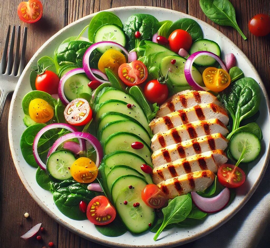 Healthy grilled chicken salad for diabetes patients