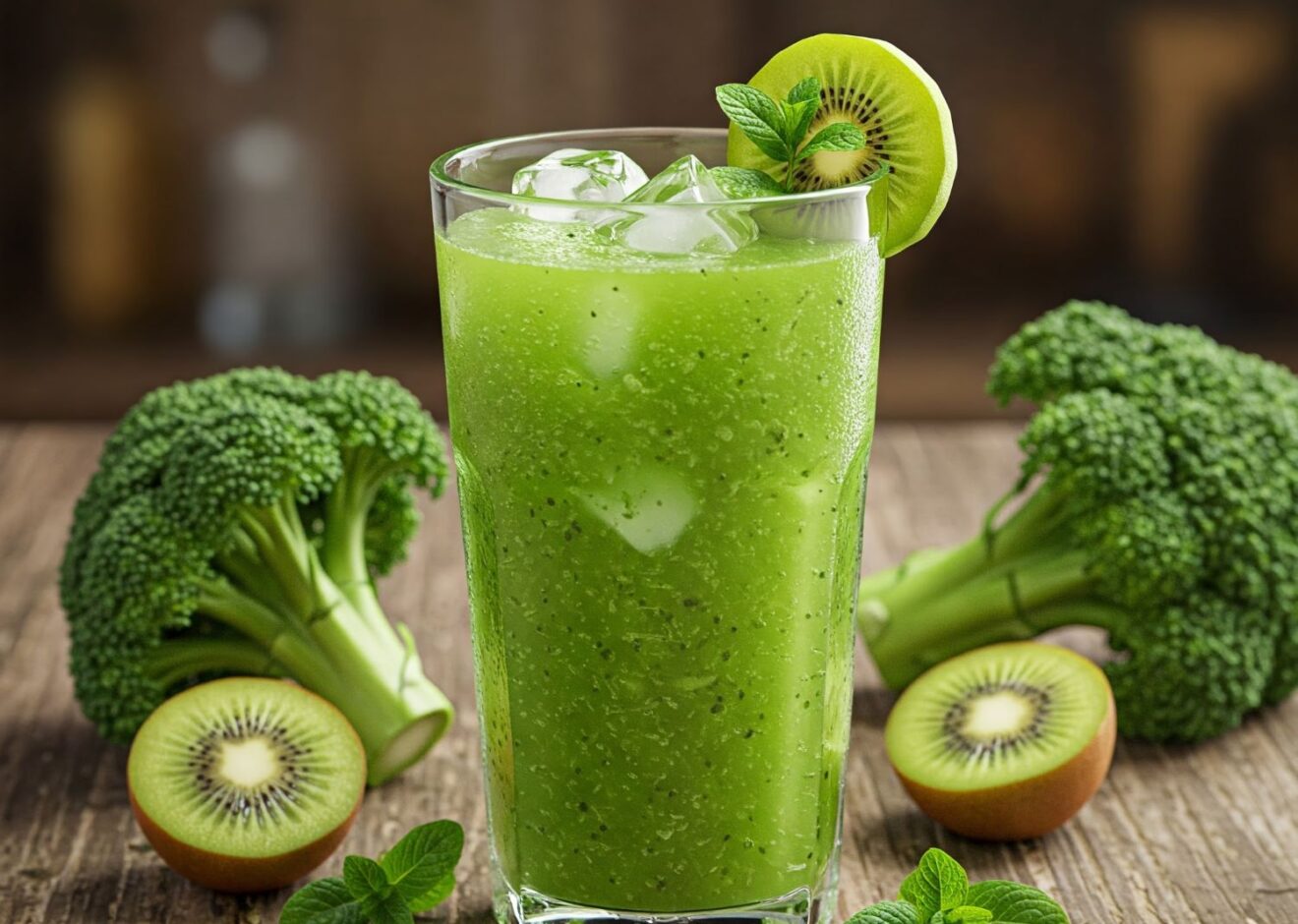 Broccoli Kiwi and Mint Juice
