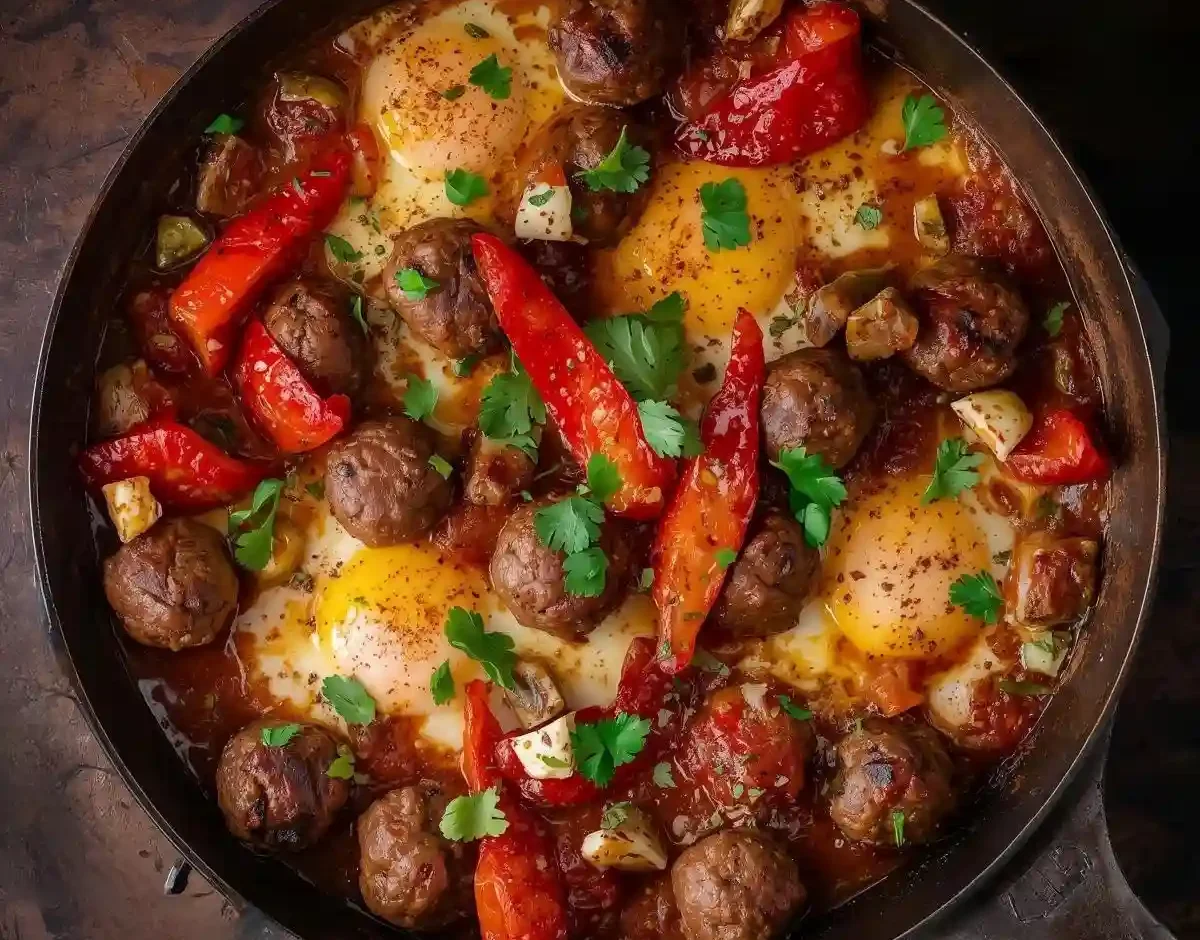 Moroccan pepper and egg skillet