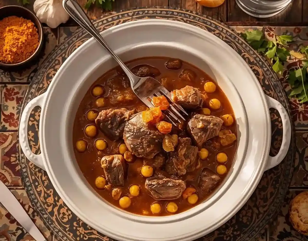 Moroccan beef with chickpeas food